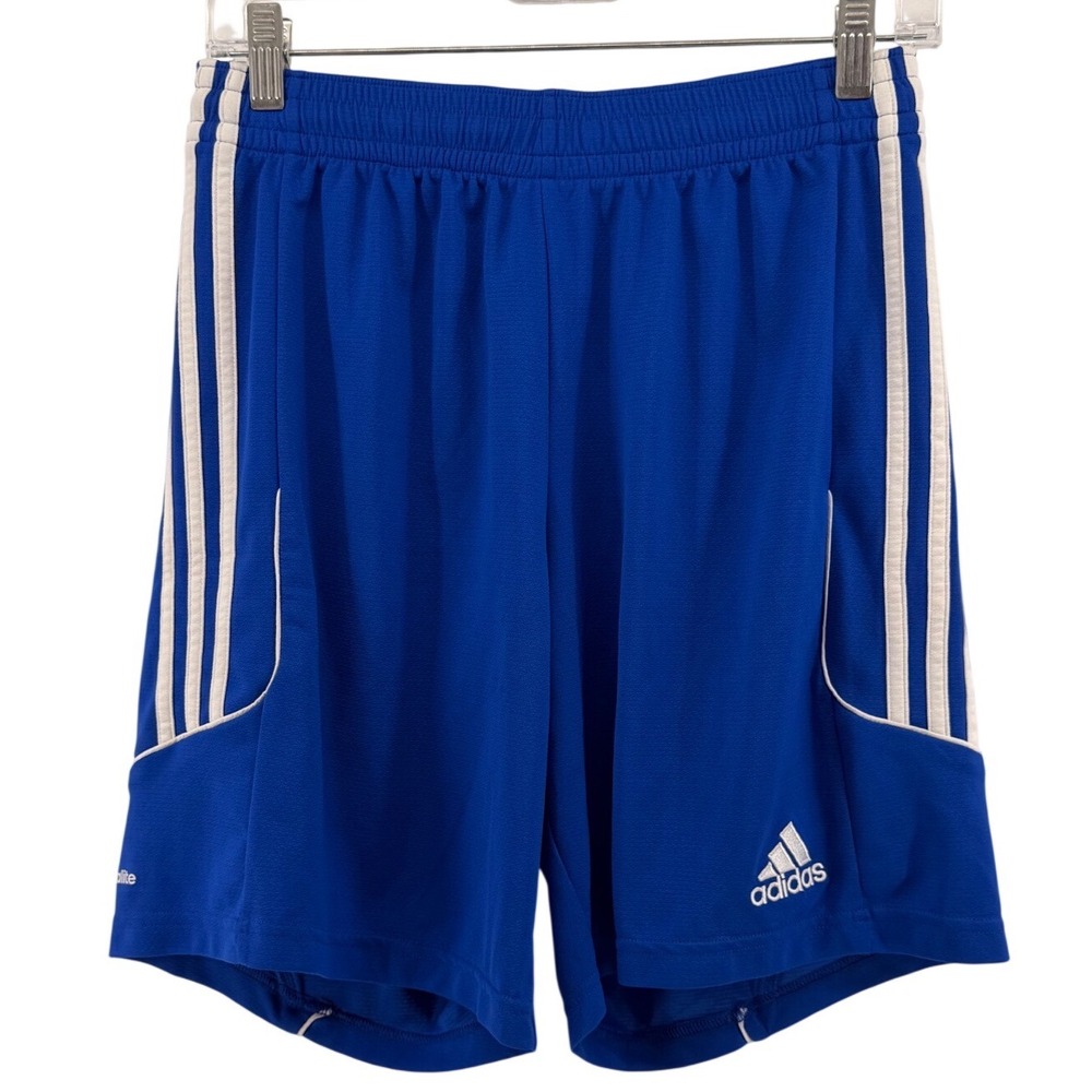 Adidas Mens Climalite Soccer Shorts Royal Blue White Striped Size Medium